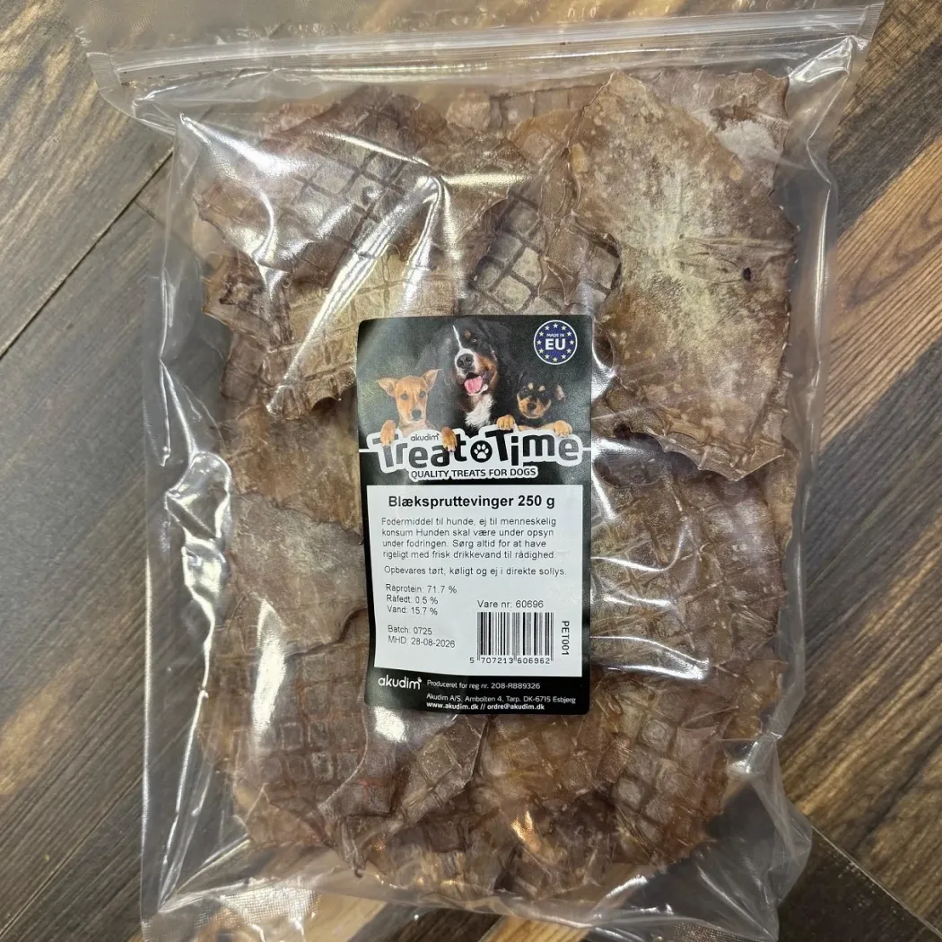 Treattime Blækspruttevinger 250 g - Naturlige hundesnacks