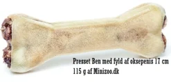 Treattime Presset Ben med fyld af oksepenis 17 cm 115 g - tyggeben til hunde