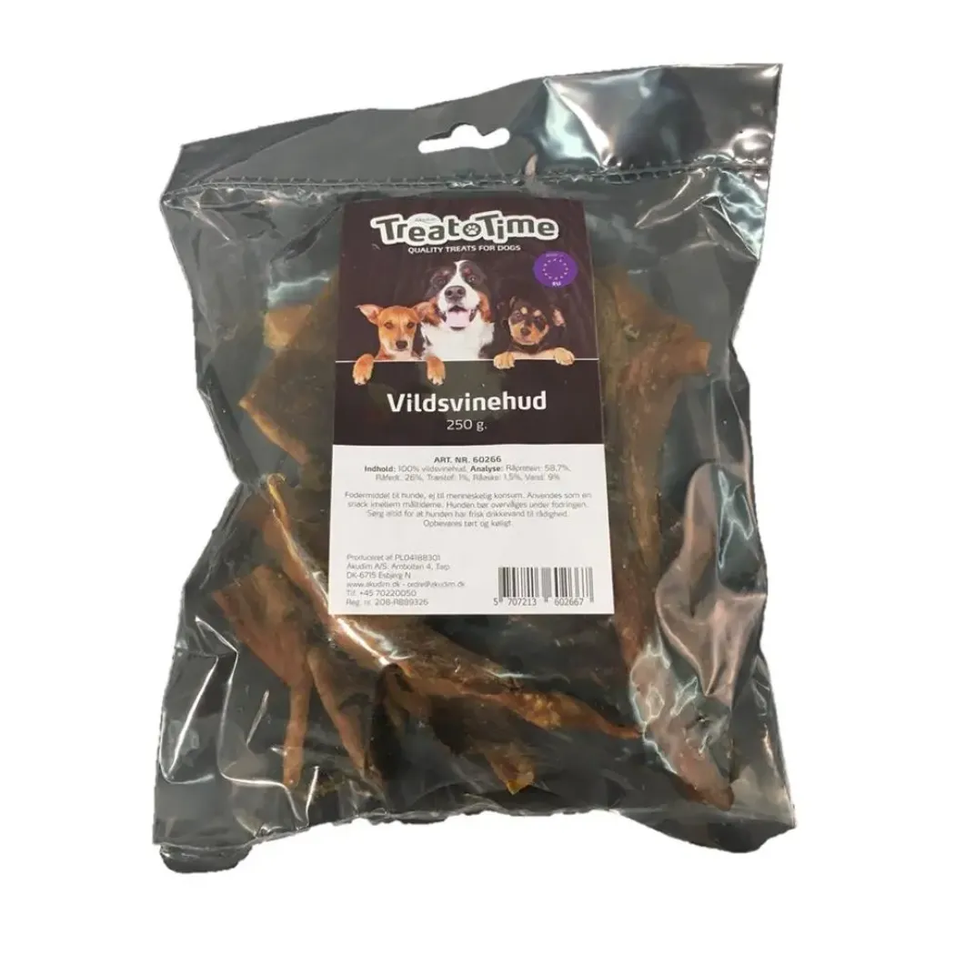 Treattime Vildsvinehud 250 g - Naturlige tyggeben