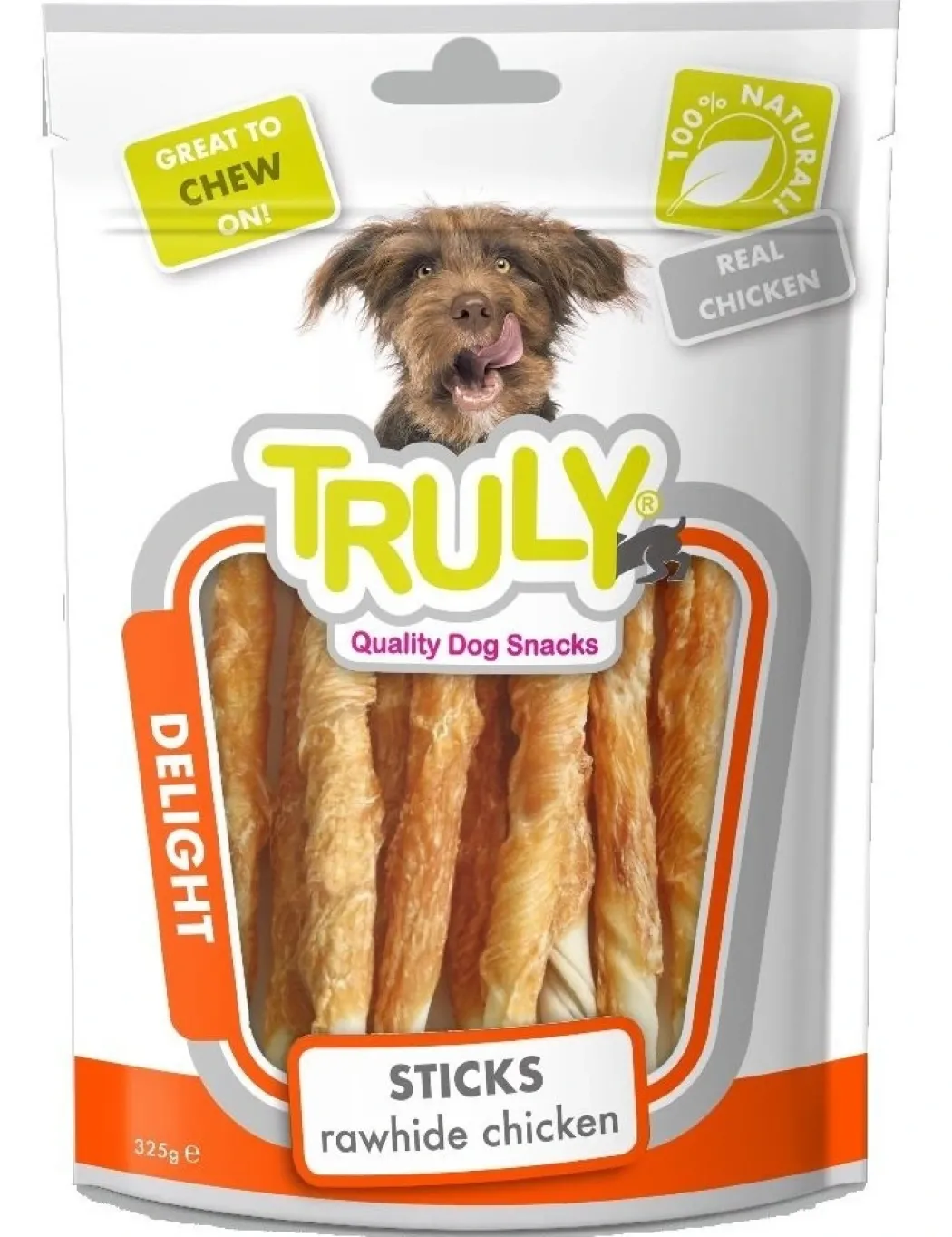 Truly Chicken Jerky Rawhide Twisted 325 g - kyllingejerky med råhud