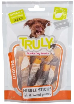 Truly Fish and Sweet Potato 90 g - fisk og sød kartoffel snacks