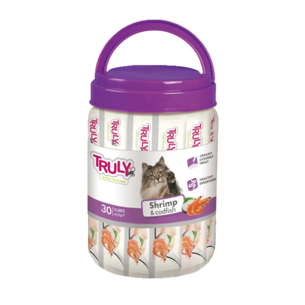 Truly Kat Cremet kattegodbid med rejer og torsk 420 g (30 tuber)