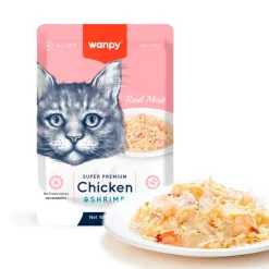Wanpy Cat Vådmad - Kylling og Rejer 85 g
