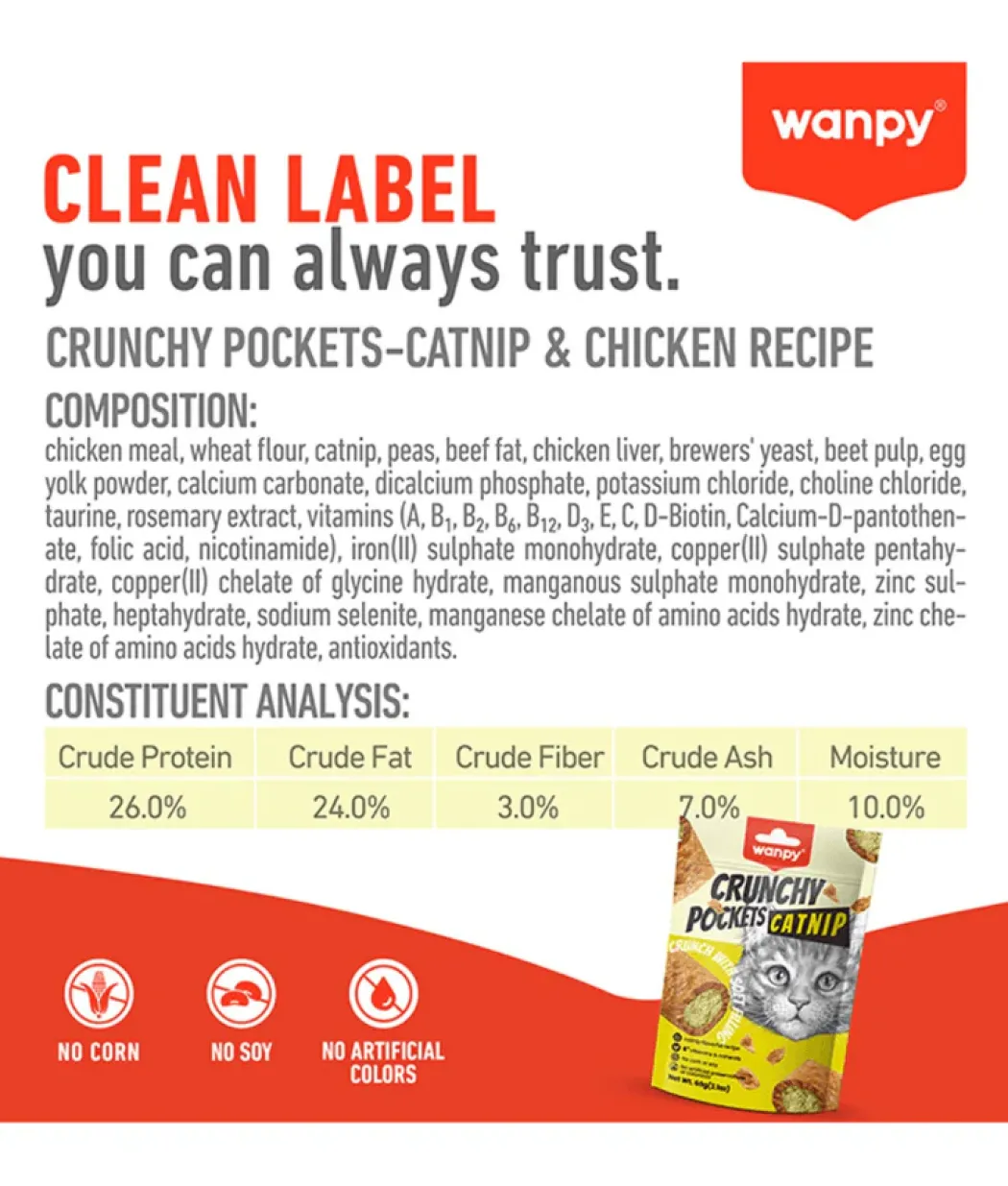 Wanpy Crunchy Pockets Catnip 60g