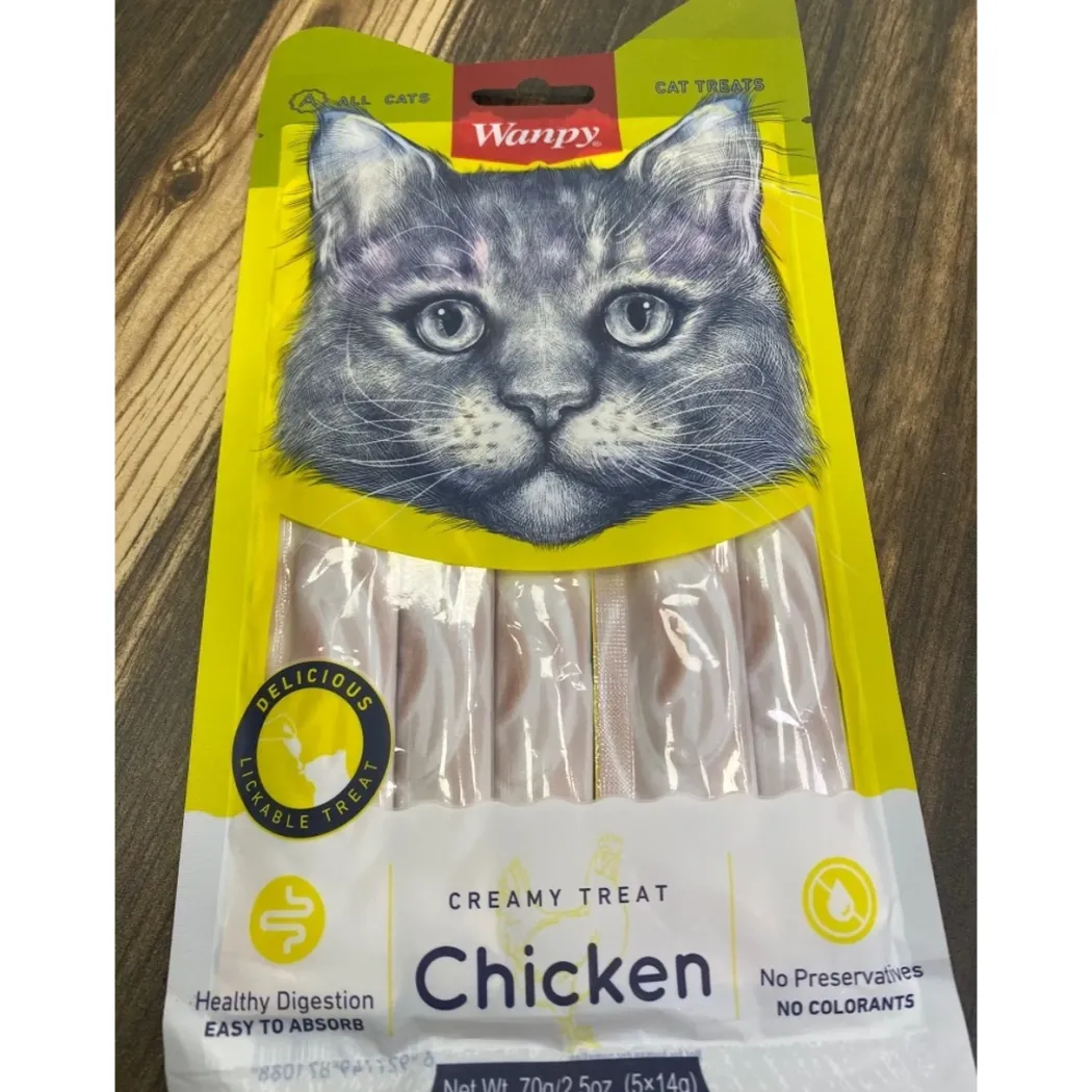 Wanpy Kat Cremet Slikbar Godbid med Kylling