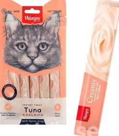Wanpy Kat Cremet Slikbar Godbid med Tun og Laks