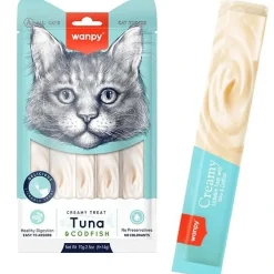 Wanpy Kat Cremet Slikbar Godbid med Tun og Torsk