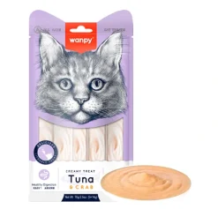 Wanpy Kat Cremet Slikbar Godbid med Tun og Krabbe