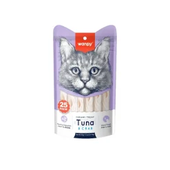 Wanpy Kat Cremet Slikbar Godbid - Tun & krabbe 350 g (25 x 14 g)
