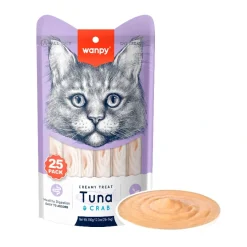 Wanpy Kat Cremet Slikbar Godbid - Tun & krabbe 350 g (25 x 14 g)