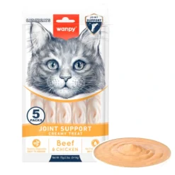 Wanpy Kat Funktionel Cremet Slikbar Godbid Ledstøtte oksekød & Kylling 70 g (5x14g)
