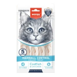 Wanpy Kat Funktionel Cremet Slikbar Godbid Hårbold Torsk & Kylling 70 g (5x14g)