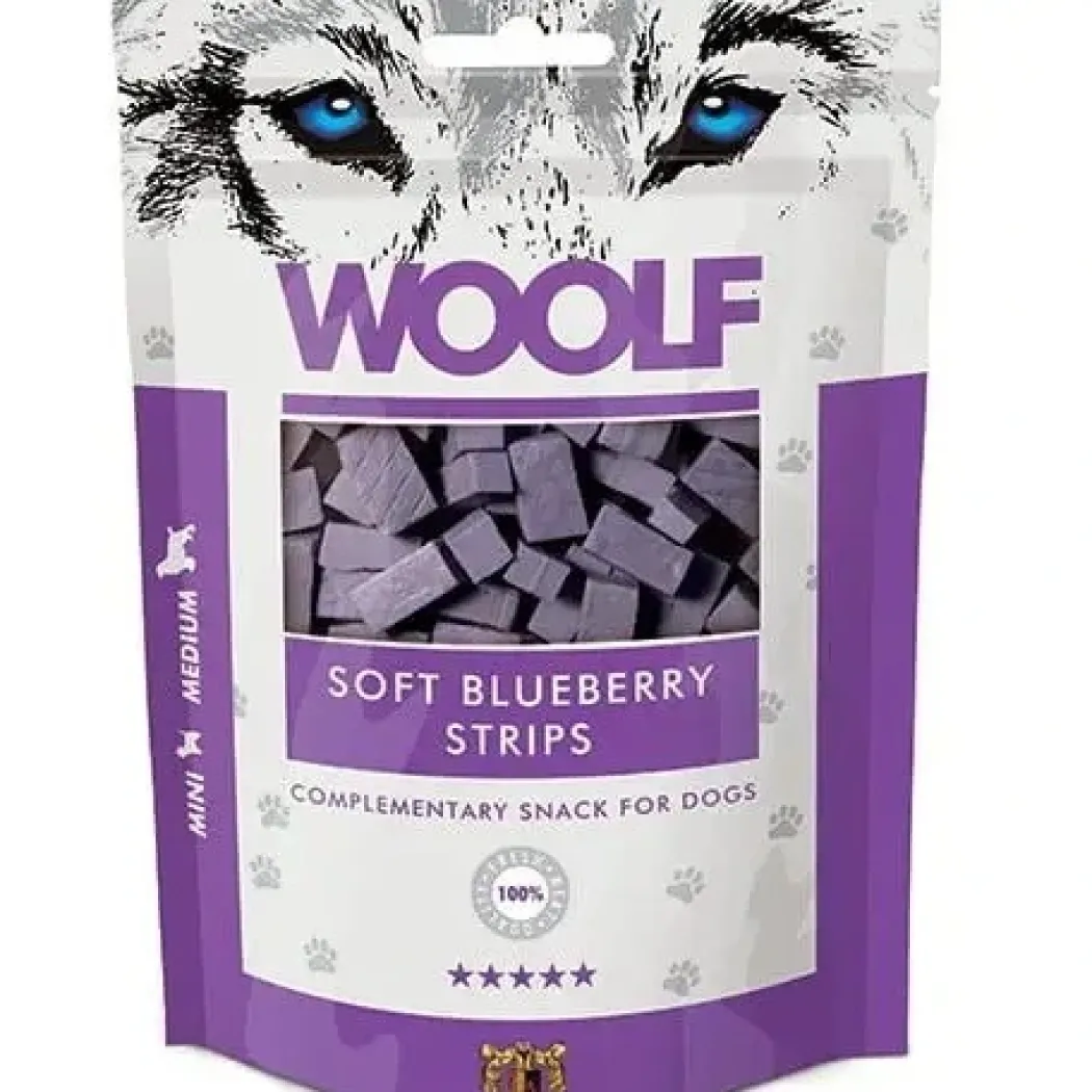 Woolf Hundesnack Bløde Blåbærstrimler