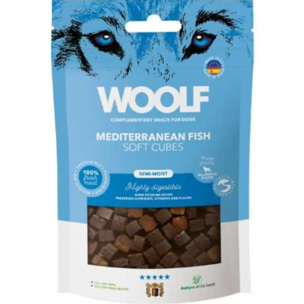 Woolf Hundesnack Bløde Terninger med Middelhavsfisk - monoprotein 100 g