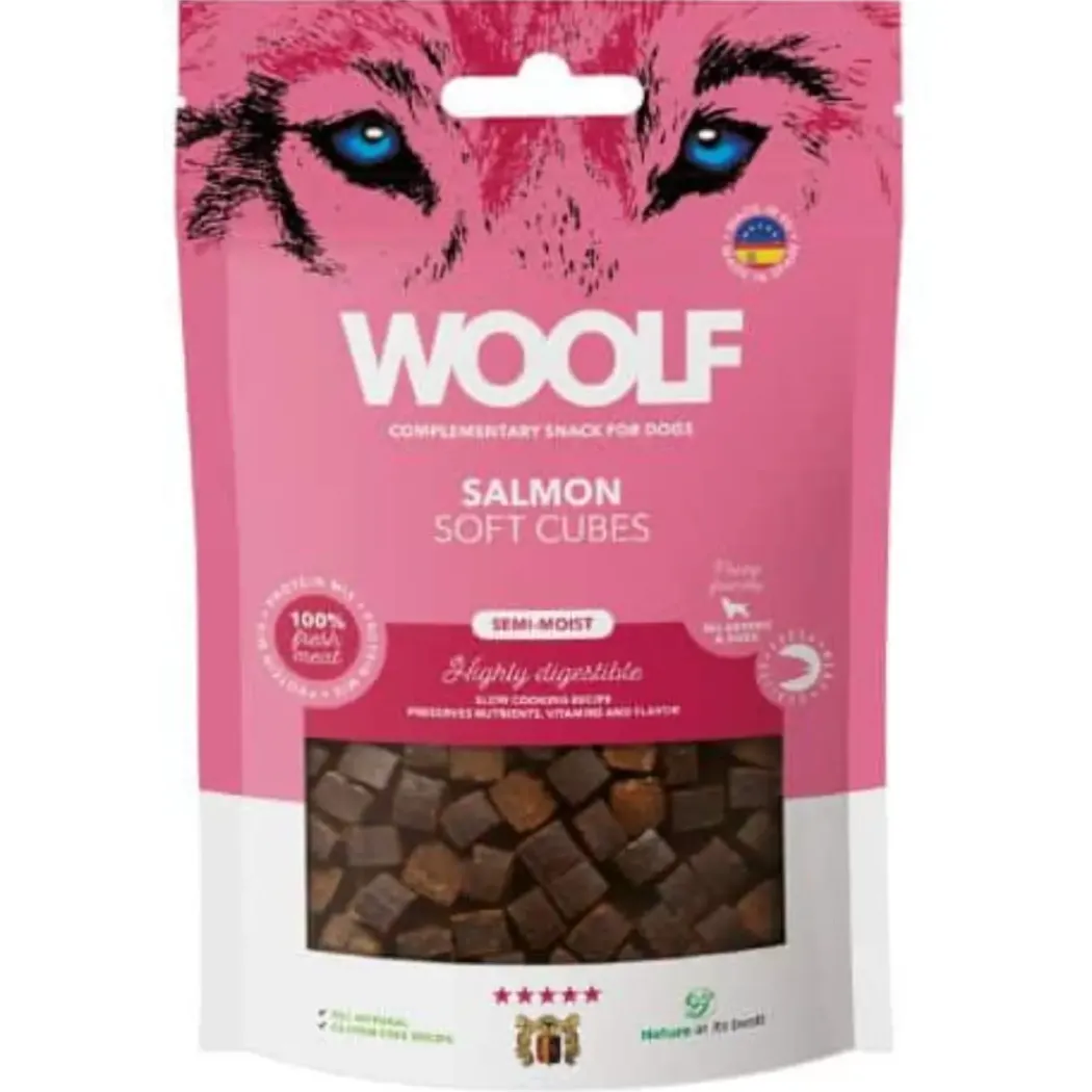 Woolf Hundesnack Bløde Terninger med Laks - monoprotein 100 g