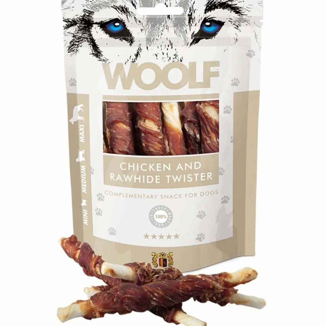 Woolf Hundesnack Kylling og Oksehud Twister