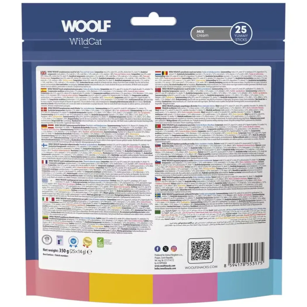 Woolf Wildcat Cream 25 stk - Mix af lækre kattegodbidder